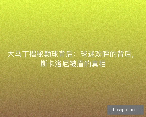 大马丁揭秘颠球背后：球迷欢呼的背后，斯卡洛尼皱眉的真相
