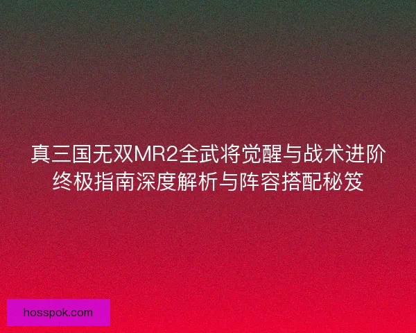 真三国无双MR2全武将觉醒与战术进阶终极指南深度解析与阵容搭配秘笈